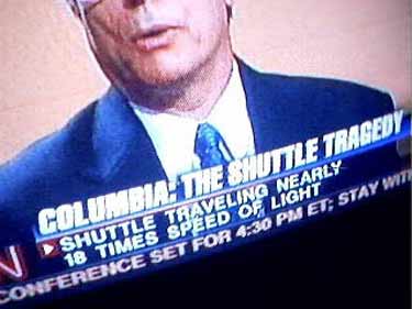 Columbia: The Shuttle Tragedy. Shuttle traveling nearly 18 times speed of light. Source: CNN