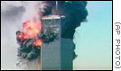 The World Trade towers explode after being hit by hijacked airplanes early Tuesday morning - photo by Associated Press